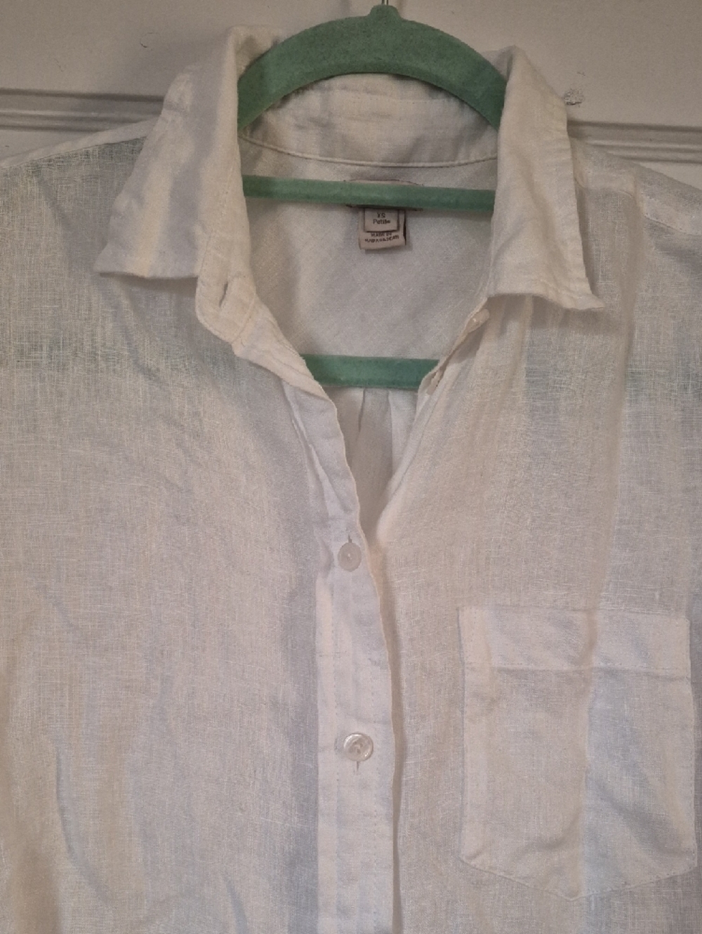 J.Crew 100% Linen White Button-Down Blouse Top Minimalist Quiet Luxury XS Petite - Picture 7 of 9